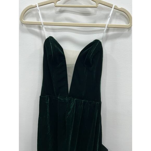 NWT Lulus Womens My Dream Come True Maxi Dress Velvet Strapless Green Size XXS - Picture 4 of 10